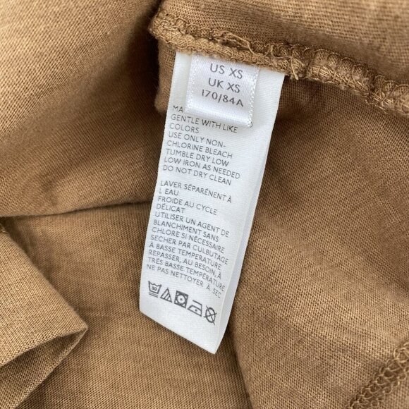 We The Free XS Long Sleeve Tan Cowl Funnel Neck Boxy Oversized Shirt FP Boho - Picture 11 of 12